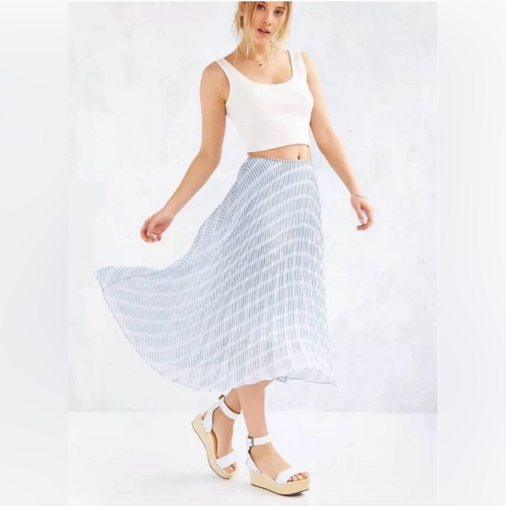 NWT BB Dakota Striped Pleated Midi Skirt Anthropologie Medium